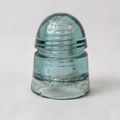 Vintage G.T.P Aqua Glass Insulator Some Chips 5"