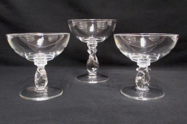 3 Pressed Clear Glass Footed Stemware Sherbet Dessert Dishes Heisey Glass Design
