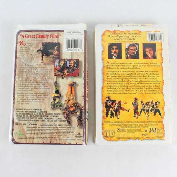 Lot of 2 Kids Pirate Themed VHS Movies Hook And Muppet Treasure Island 1990's