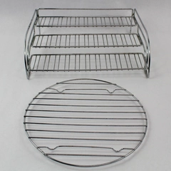 Lot of 2 Metal Wire Kitchen Storage Racks 3-Tier & Round Organizer Shelves