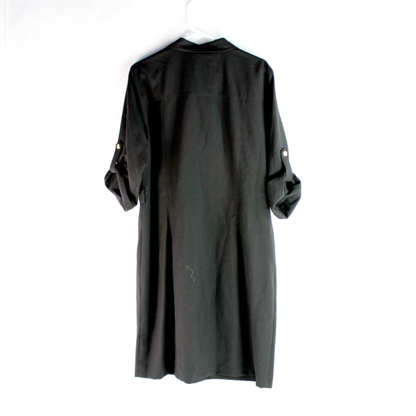 Sharagano Black 3/4 Adjustable Sleeves Zip Up Shirt Dress Women's Size 16
