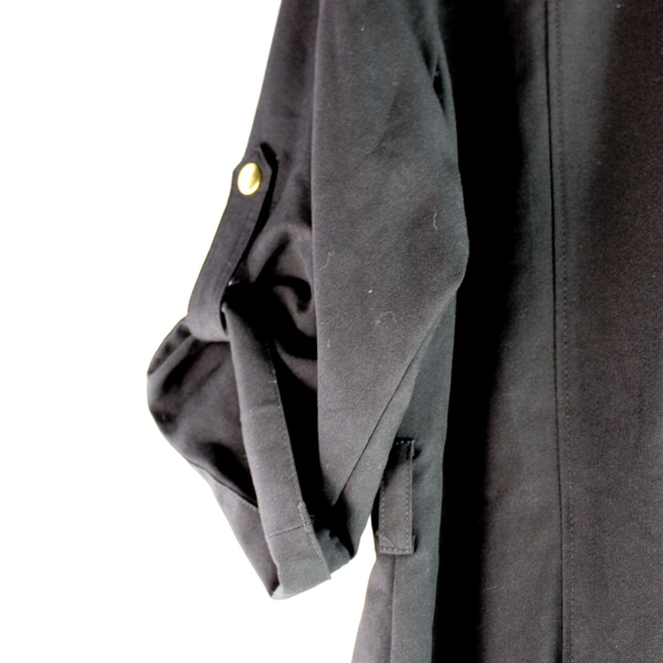 Sharagano Black 3/4 Adjustable Sleeves Zip Up Shirt Dress Women's Size 16