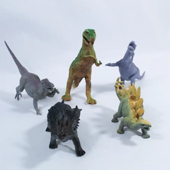 Lot of 5 Vintage Dinosaur Toy Action Figure Plus Drawstring Bag Plastic