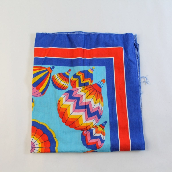 Vtg Wamcraft Colorfast Hot Air Balloon Bandana Handkerchief USA 20"x20"