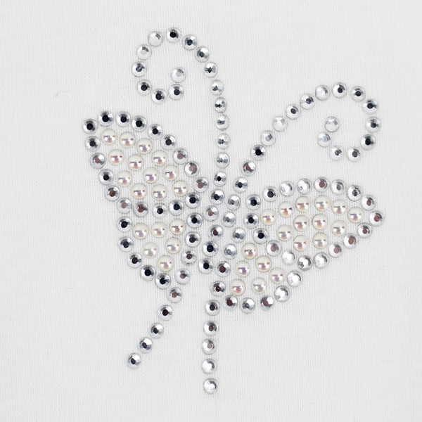 Tia Designs Women's White Tank Top Rhinestone Butterfly Detail Size Medium