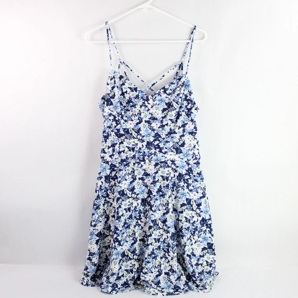 BCX Blue Floral Patterned Short Sundress Women's Size XL