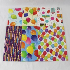 Lot of 6 Fun Balloon Candle Presents Birthday Gift Wrapping Paper Sheets 30x20