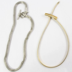 Lot of 2 Women's Belts Metal Silver Tone and Gold Tone Waist Belts