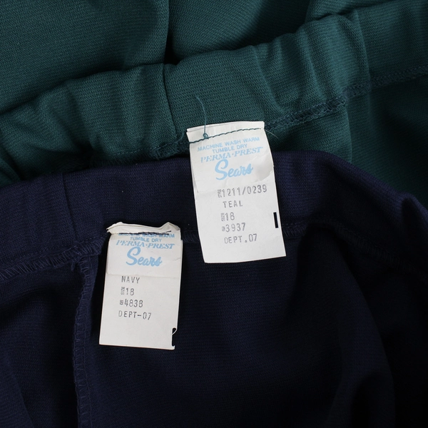 Lot of 2 Vintage Sears Slacks Pants Navy Blue Green Women's Size 18 Hemmed