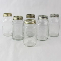 Lot of 6 Varying Brands Styles Mason Canning Jars Screw Top Metal Band No Lids