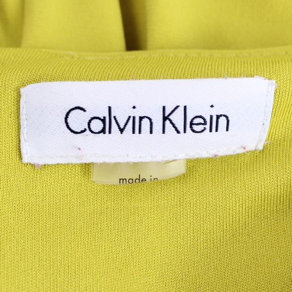 Calvin Klein Mustard Yellow Knee Length Dress Women's Size Large Belted Lined