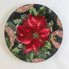 Poinsettia Decorative Plate, 10" Diameter, Very Good Pre-Owned Condition