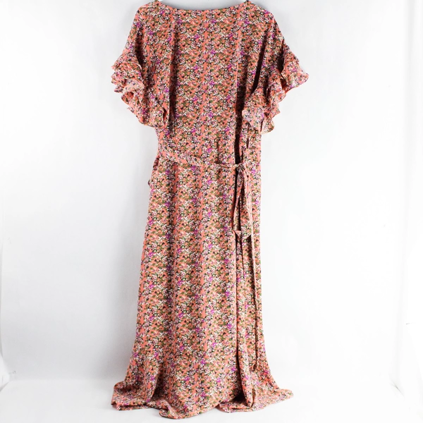 Max Studio Salmon Pink Floral Patterned Wrap Dress Women's Size XL NWT
