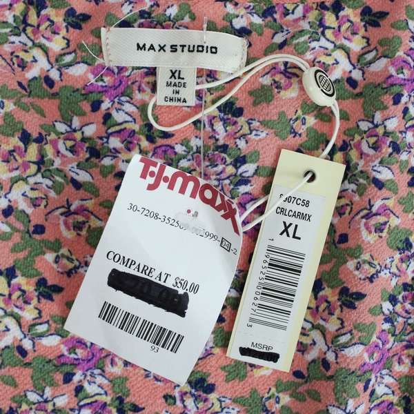 Max Studio Salmon Pink Floral Patterned Wrap Dress Women's Size XL NWT