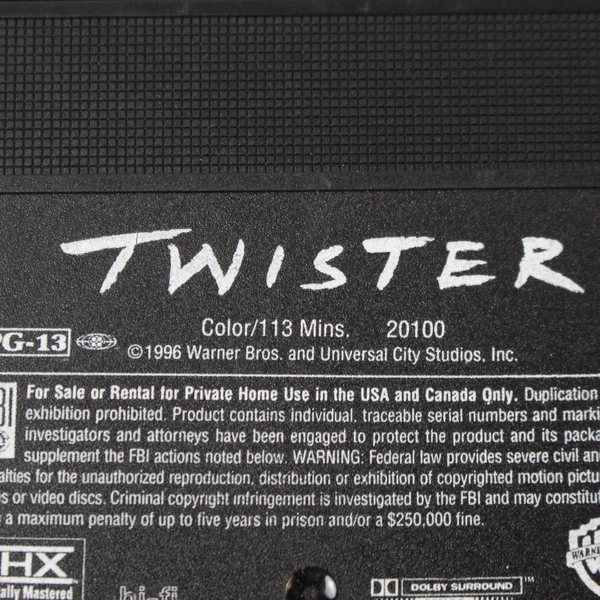 Twister VHS 1996 Warner Home Video Helen Hunt Bill Paxton