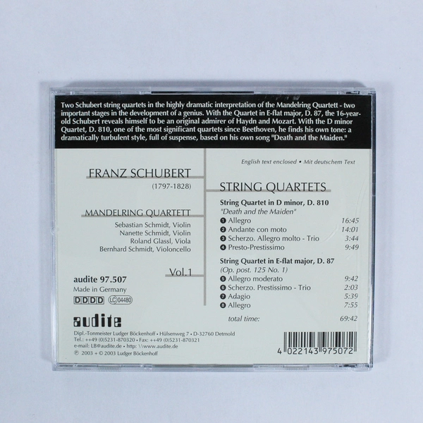 Franz Schubert String Quartets in E Flat Major and D Minor CD 2003