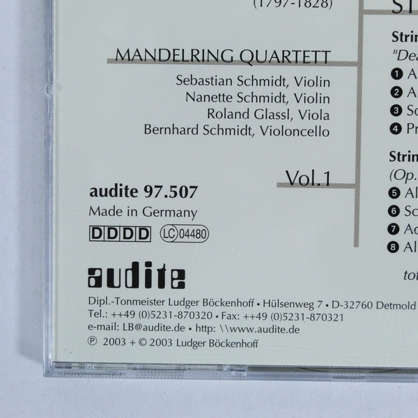 Franz Schubert String Quartets in E Flat Major and D Minor CD 2003