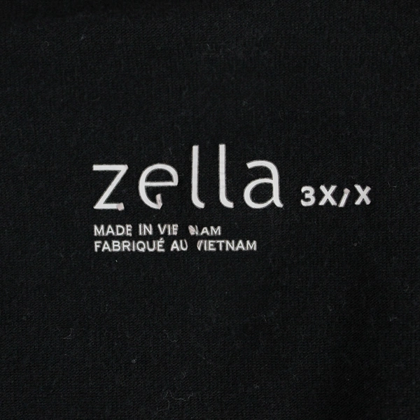 Zella Women's Black V Neck Short Sleeve Ruched Bodice T-Shirt Size 3X/X