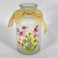 Transpac Hand Painted Goldfinch Jar Vase 8 Inch
