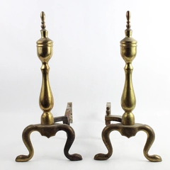 Pair of Vintage Brass Andirons for Wood Burning Fireplace 17.5" x 17" x 8"