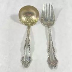 Vintage Holmes and Edwards XIV Silver Meat Fork and Ladle 1908 Lafayette Pattern