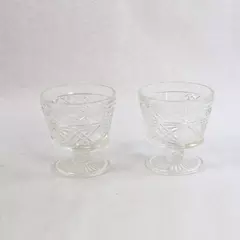 Lot of 2 Vintage Anchor Hocking Wexford Diamond Sherbet Dishes 3.75" Tall