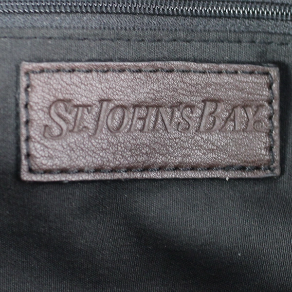 St. John's Bay Brown Faux Leather Brown Gray White Wool Bag Purse Handbag