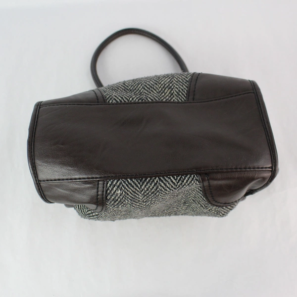 St. John's Bay Brown Faux Leather Brown Gray White Wool Bag Purse Handbag