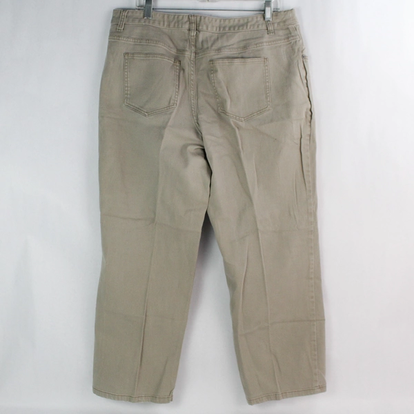 CJ Banks Women's Beige Mid Rise Wide Straight Leg Jeans Size 16W Petite 