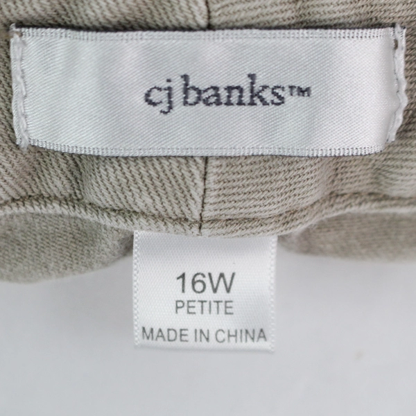 CJ Banks Women's Beige Mid Rise Wide Straight Leg Jeans Size 16W Petite 