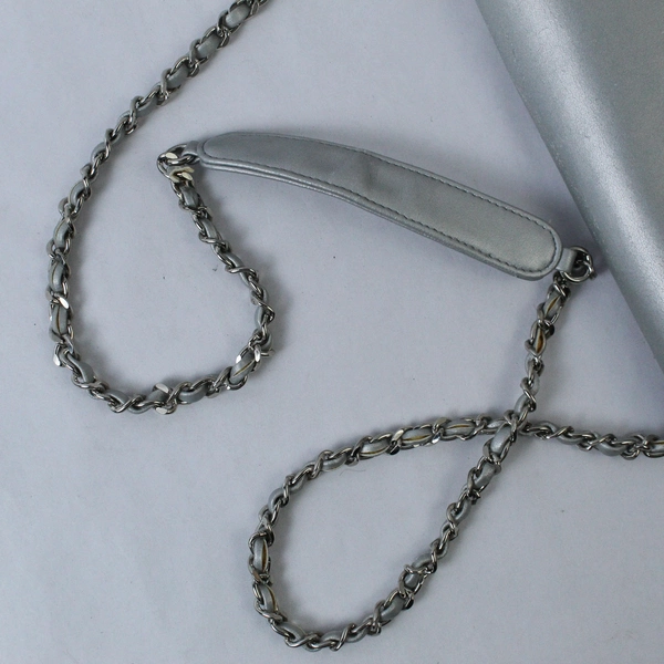 Giani Bernini Faux Leather Crossbody Metallic Silver Purse Chain Strap