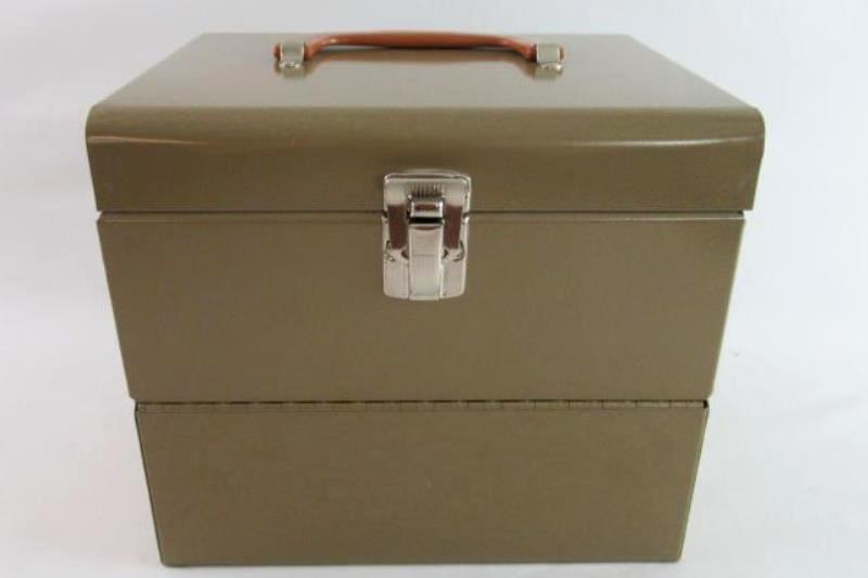 Vintage Logan 8mm Metal Reel Chest Case Holds 10 400’ Reels Cans No. 185 PL