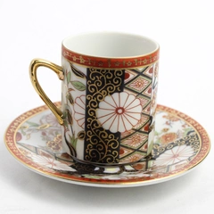 Vintage Japanese Imari Hand Crafted Demitasse Tea Cup And Saucer Floral Pattern