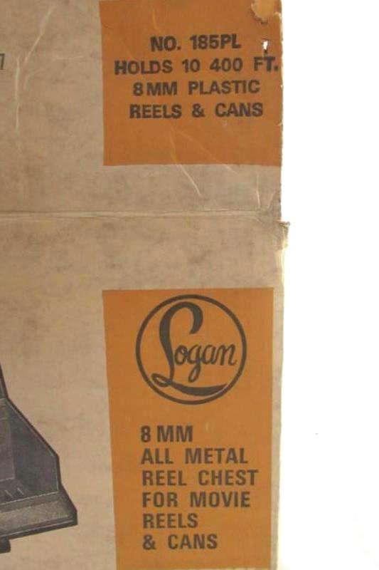 Vintage Logan 8mm Metal Reel Chest Case Holds 10 400’ Reels Cans No. 185 PL