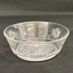 Etched Crystal Bowl Floral Pattern 6 Inch