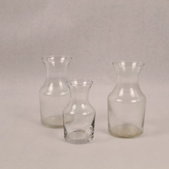 Lot of 3 Clear Glass Bud Vases Carafes Decanters 3 oz to 6 oz Crafts