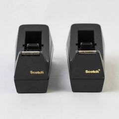 Lot of 2 Black Scotch Desk Tape Dispensers Model C-38 for 1 Inch Wide Tape