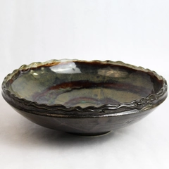 Large Handmade Hand-Painted Pottery Decorative Ceramic Fruit Bowl 11"