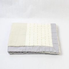 White and Purple Bordered Embroidered Cotton Quilted Queen Size Pillow Sham