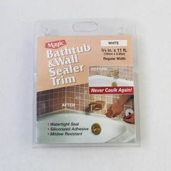 Magic Bathtub & Wall Sealer Trim White Watertight Seal 3/4 in x 11 ft Reg Width