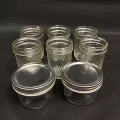 8-Half Pint Canning Jelly Jars 2 Kerr Wide Mouth 6 Ball Embossed Narrow Mouth