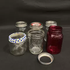 Lot of 6 Assorted Pint Jars Kerr Ball Syndicate Narrow And Wide Mouth