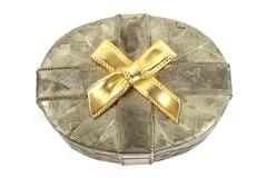 Vintage Brass Metal Trinket Box with Bow 5" Long Good Condition
