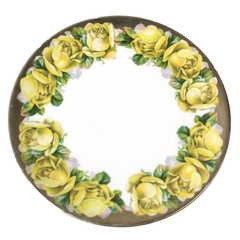 Vintage PM Bavaria Yellow Rose Porcelain Plate 9.5 Inch