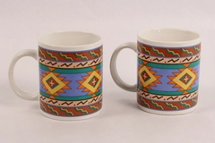 Lot of 2 Studio Nova Santa Clara Ceramic Coffee Mugs Southwestern Design