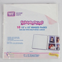 New Sealed Westrim Crafts Refill Pack of 10 Hinged White 12" x 12" Pages
