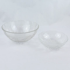 Lot of 2 Vintage Indonesia Pasari Glass Rose Bowls Scalloped & Straight Edge 
