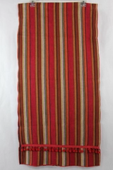 Orange Red Yellow Striped Table Runner with Pom Pom Trim Home Decor 68"