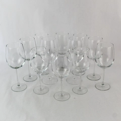 Lot of 12 Wine Glasses Stem Clear Round Varying Style & Sizes 8.5" to 9.5" Tall