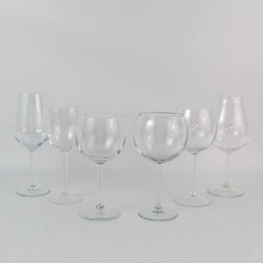 Lot of 6 Varying Styles & Sizes Wide Round Wine Glasses From 8" to 9" Tall